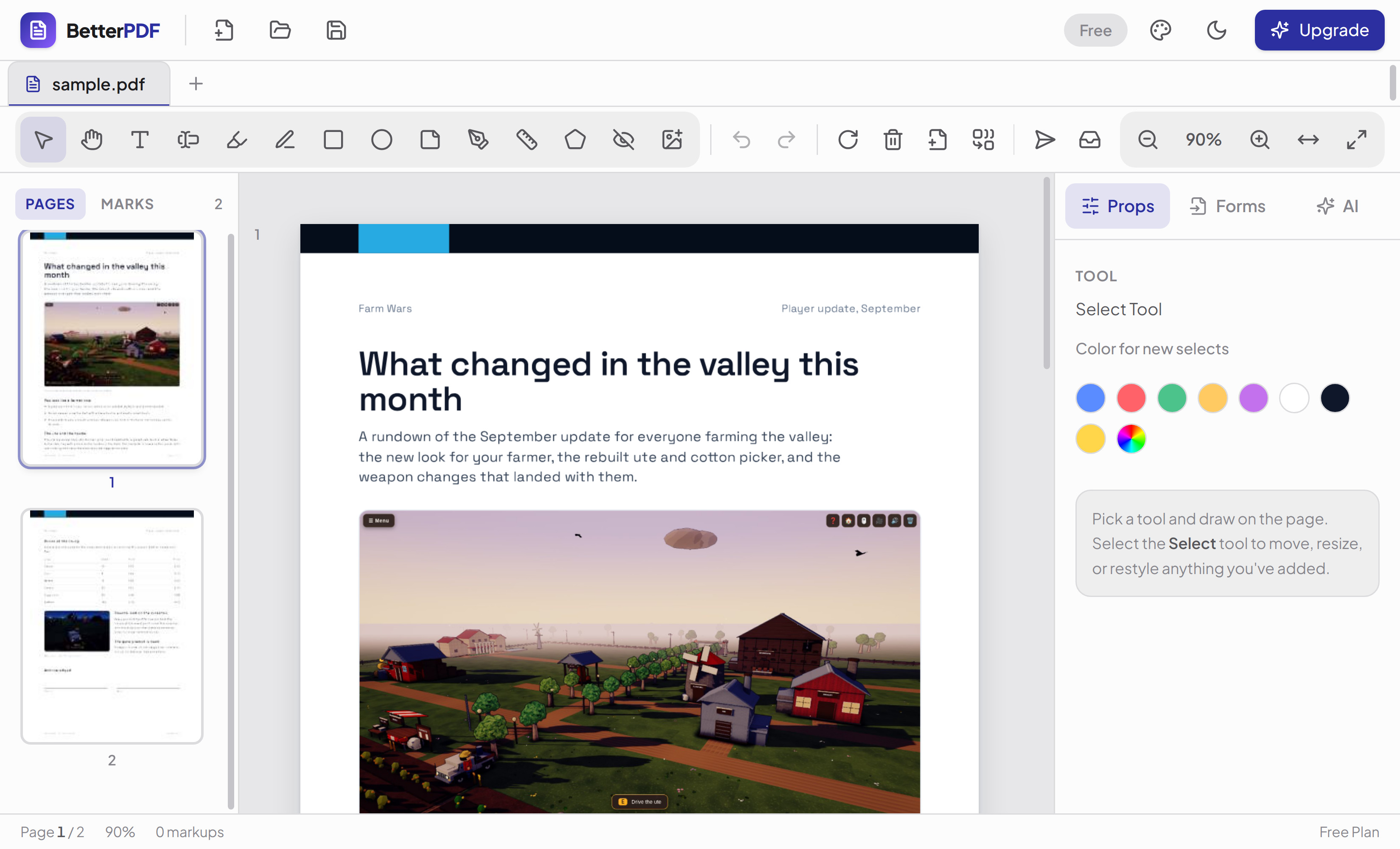 Better PDF in light mode, editing a Farm Wars player update