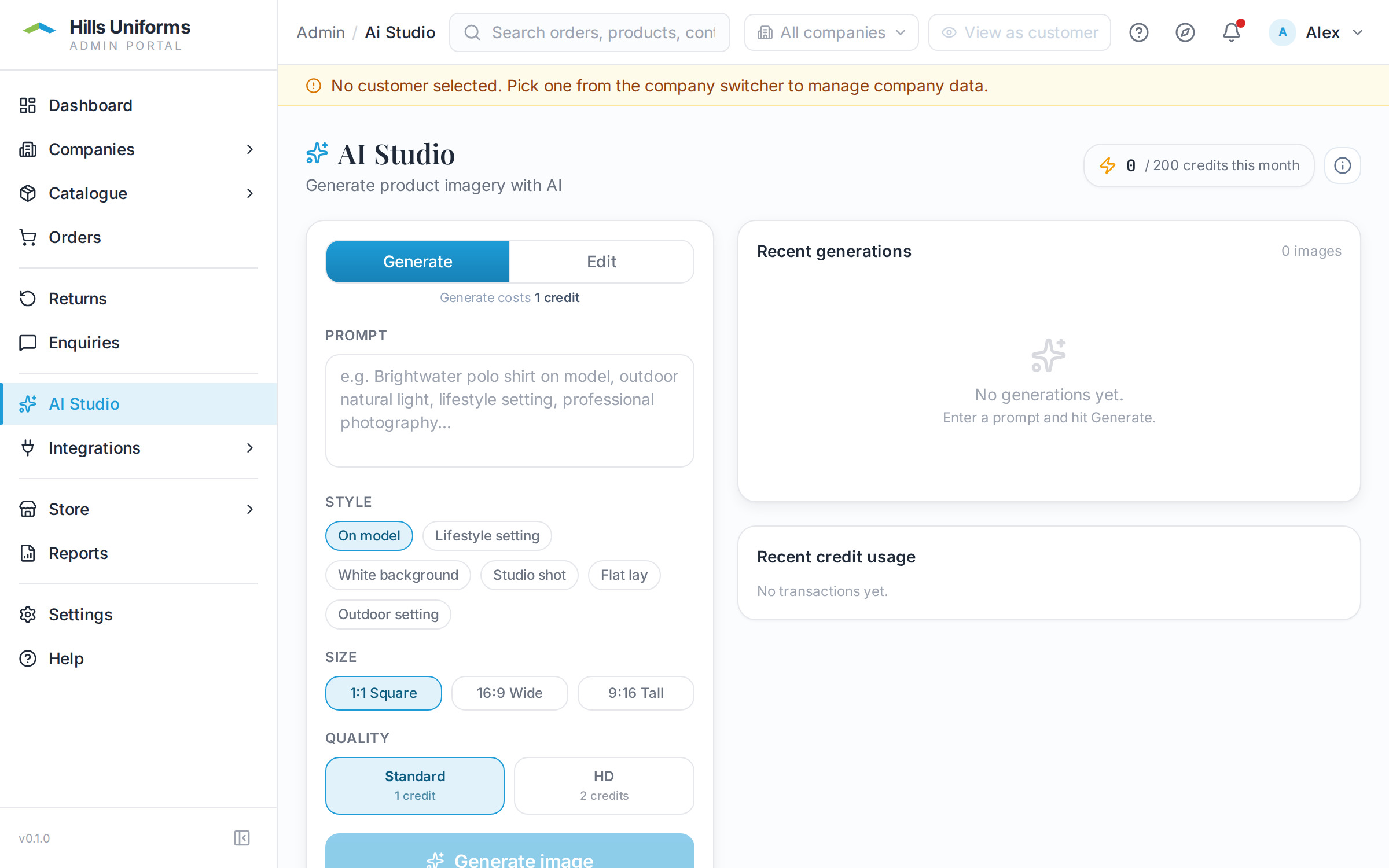 AI image studio for generating and editing product photos