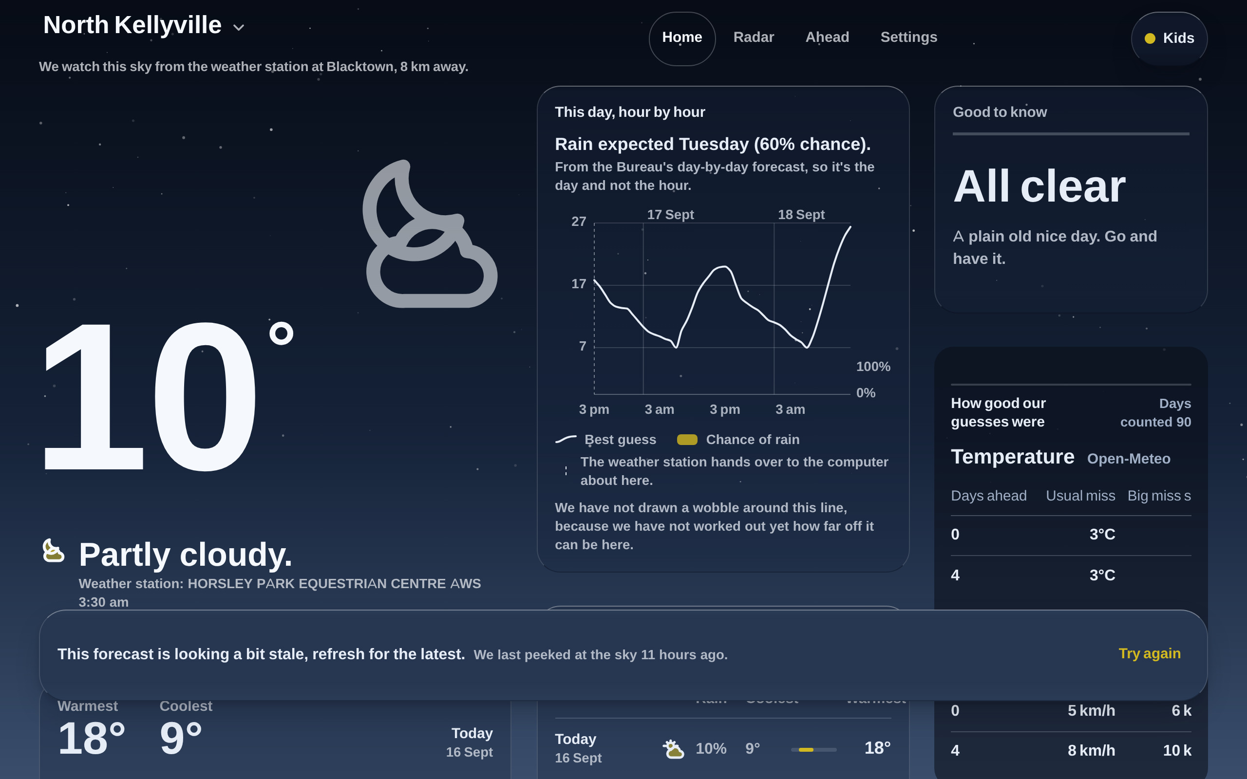Skyline desktop in Kids mode